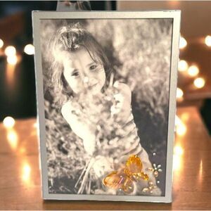 Swarovski Gold Crystal Butterfly Picture Frame 4X6” 888452 Retired Vintage Stand